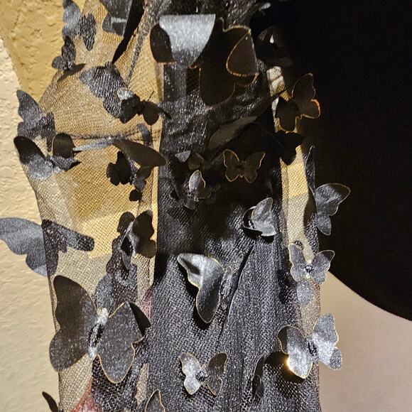 Tween Diva 8 Butterfly Mesh Sleeve Crop Top Croquette Goth Inspired Y2K Cute - Picture 8 of 11